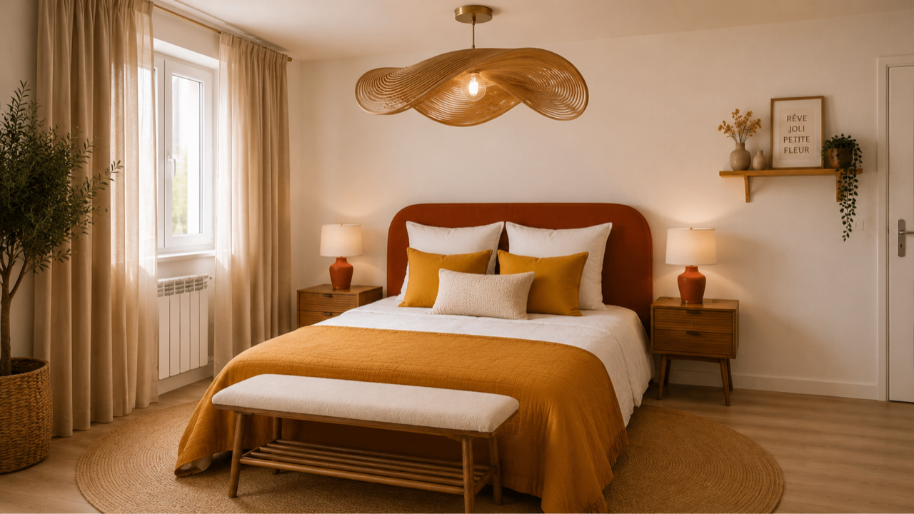Agence Julie Déco – Home Staging Virtuel – chambre terracotta